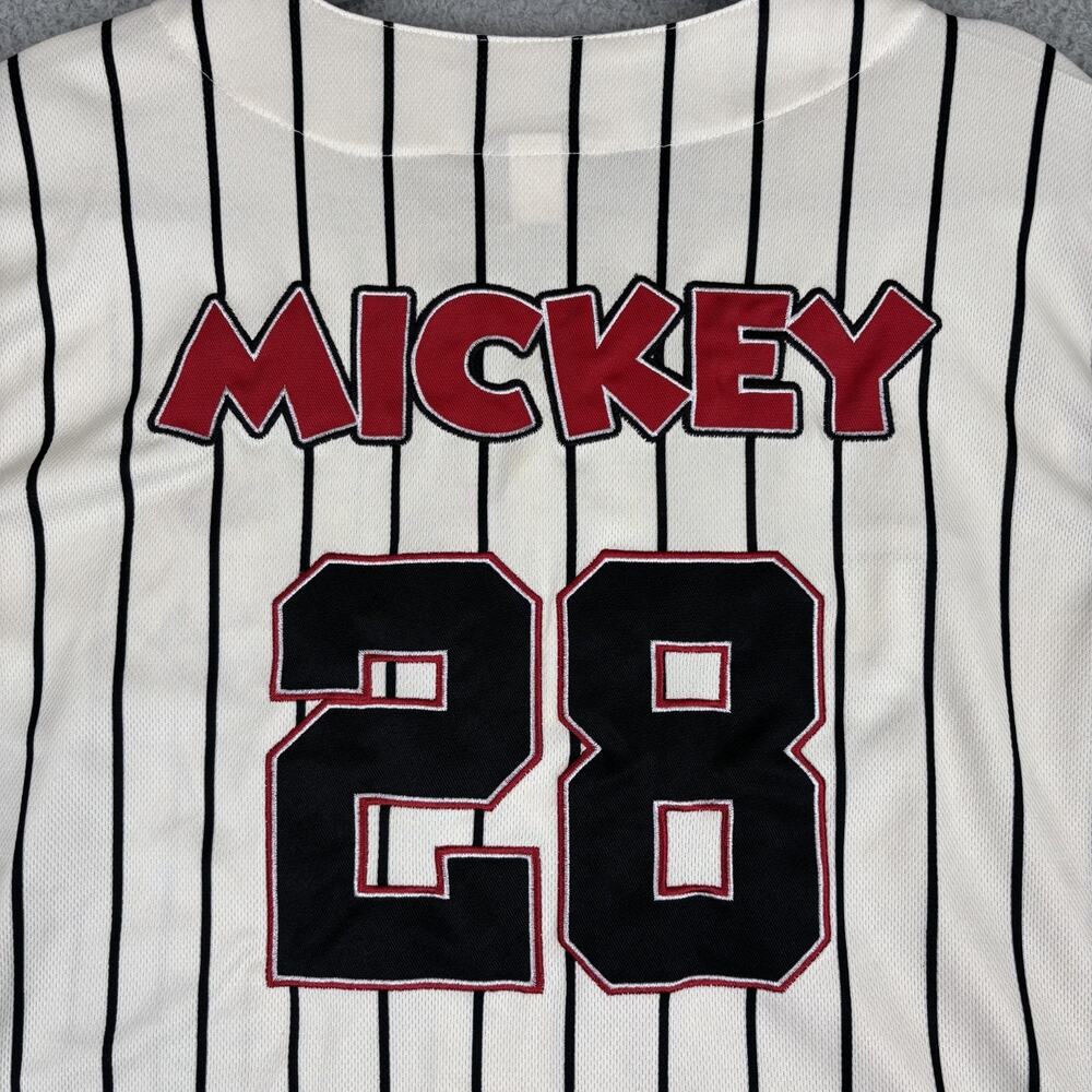 Mickey Mouse #28 Disney BoxLunch Exclusive Baseball Jersey Unisex Mens SM Stripe - Picture 10 of 11